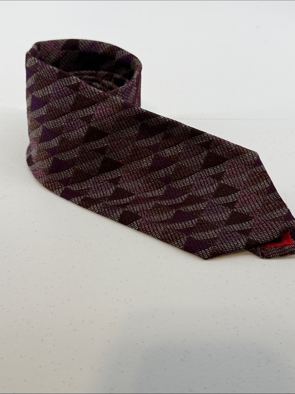 Christian Lacroix Purple Geometric Silk and wool blend Tie